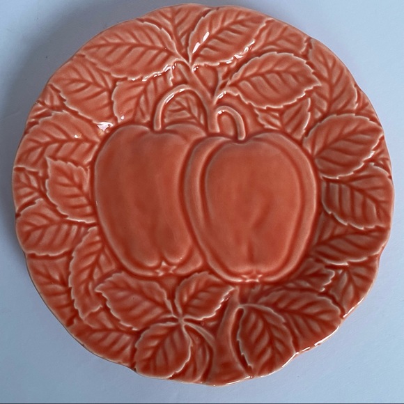 Pumpkin Plate Dish Ceramic 8.5” Fall Autumn leaves Cookies Dessert cheese EIC - Picture 12 of 13